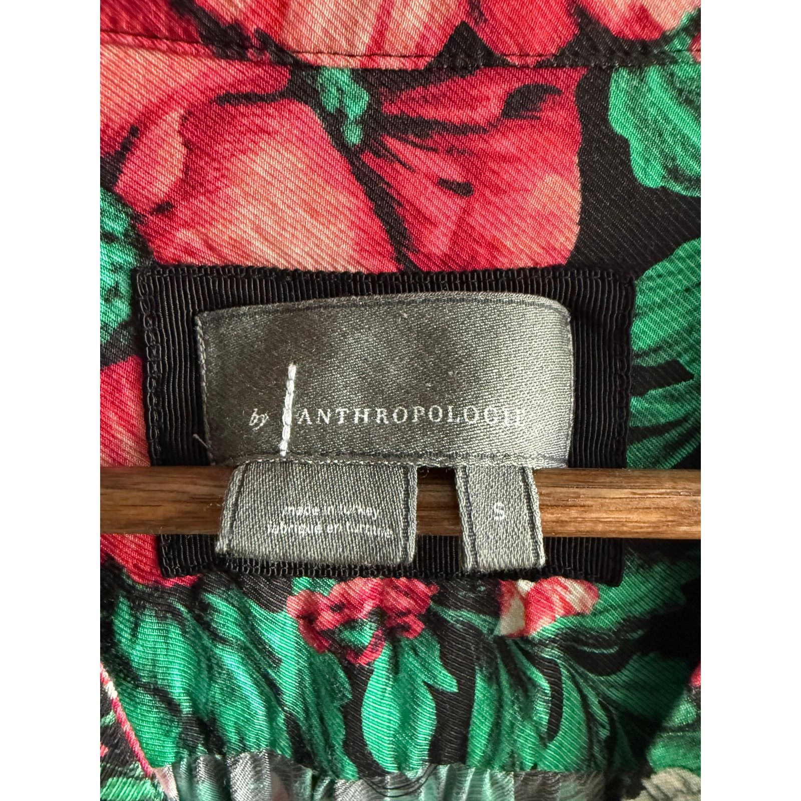 Anthropologie Anthropologie Black Floral Long Sleeve Dress - Green/Pink Size S / US 4 / IT 40 - 2 Thumbnail