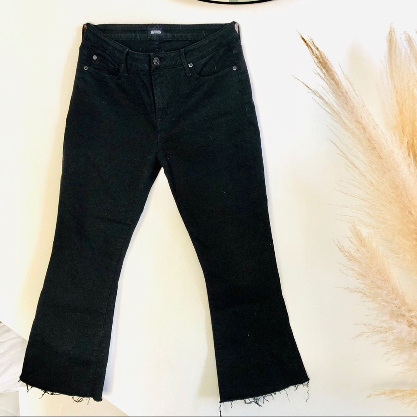 Hudson HUDSON Black MIA High Mid Rise Kick Flare Raw Hem Denim Jean Size 29" - 2 Thumbnail