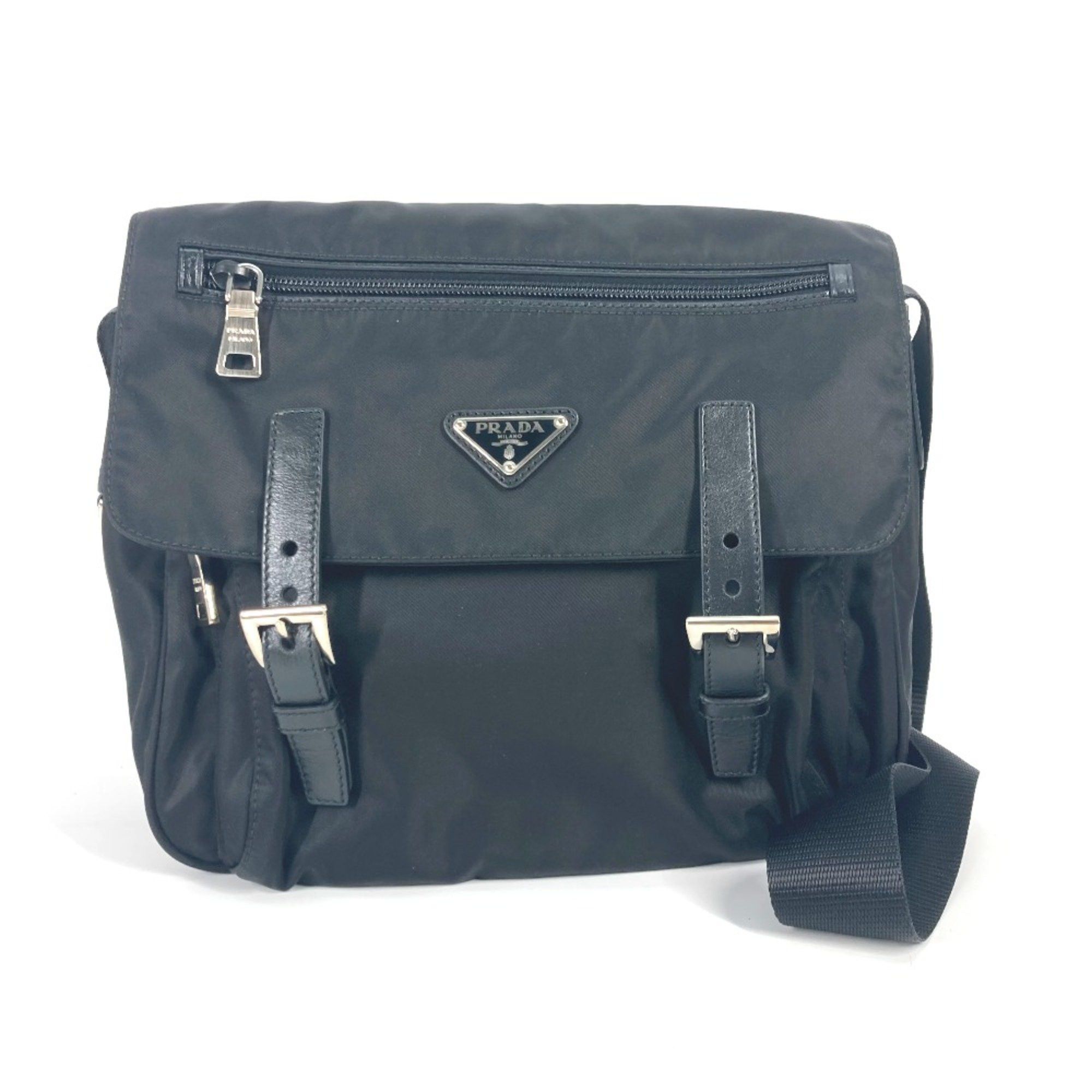 Prada PRADA BT0713 triangle logo triangle logo plate Crossbody bag Pochette Shoulder Bag Black Size ONE SIZE - 1 Thumbnail