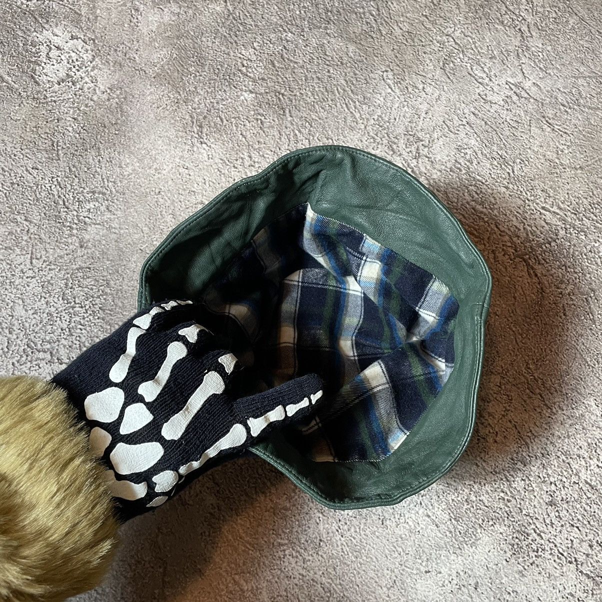 Vintage Vintage 90s Washed Green Leather Beanie Hat Grunge Baggy OS Size ONE SIZE - 4 Thumbnail