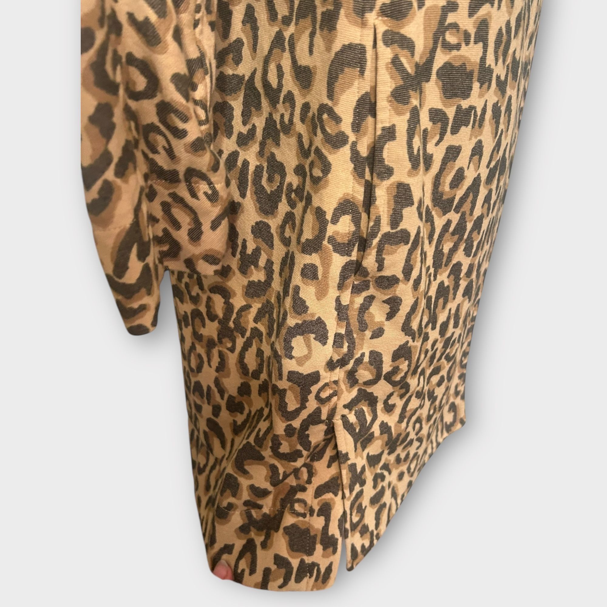 Anthropologie Leopard Coat Jacket Small Midi Twill 3/4 Sleeves Simple Coll Size S / US 4 / IT 40 - 13 Thumbnail