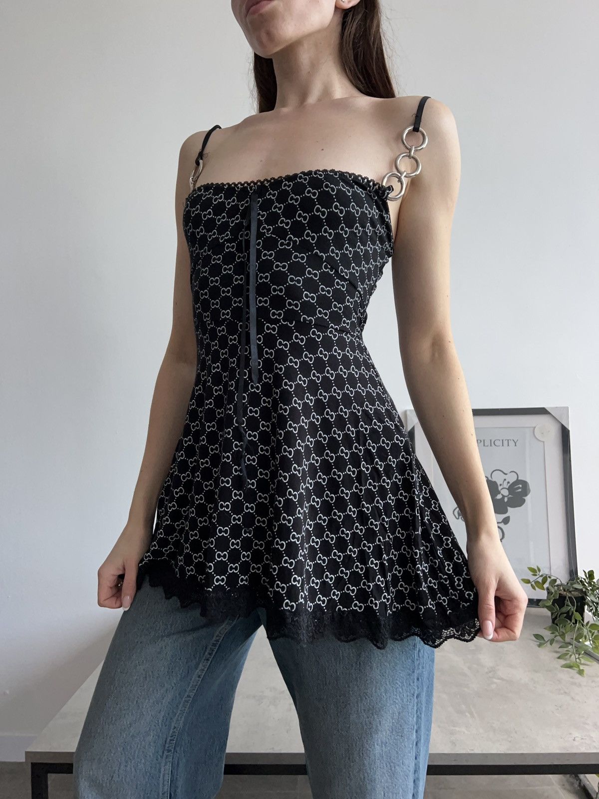 Vintage Gorgeous Italian Vintage Top / Mini dress like Guess Y2K Size S / US 4 / IT 40 - 4 Thumbnail