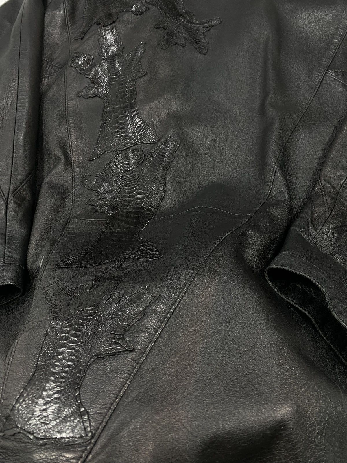 Vintage LASTDROP🔥 Vintage 80s 90s Oversized Leather Crocodile Jacket Size XXL / US 16-18 / IT 52-54 - 19 Thumbnail