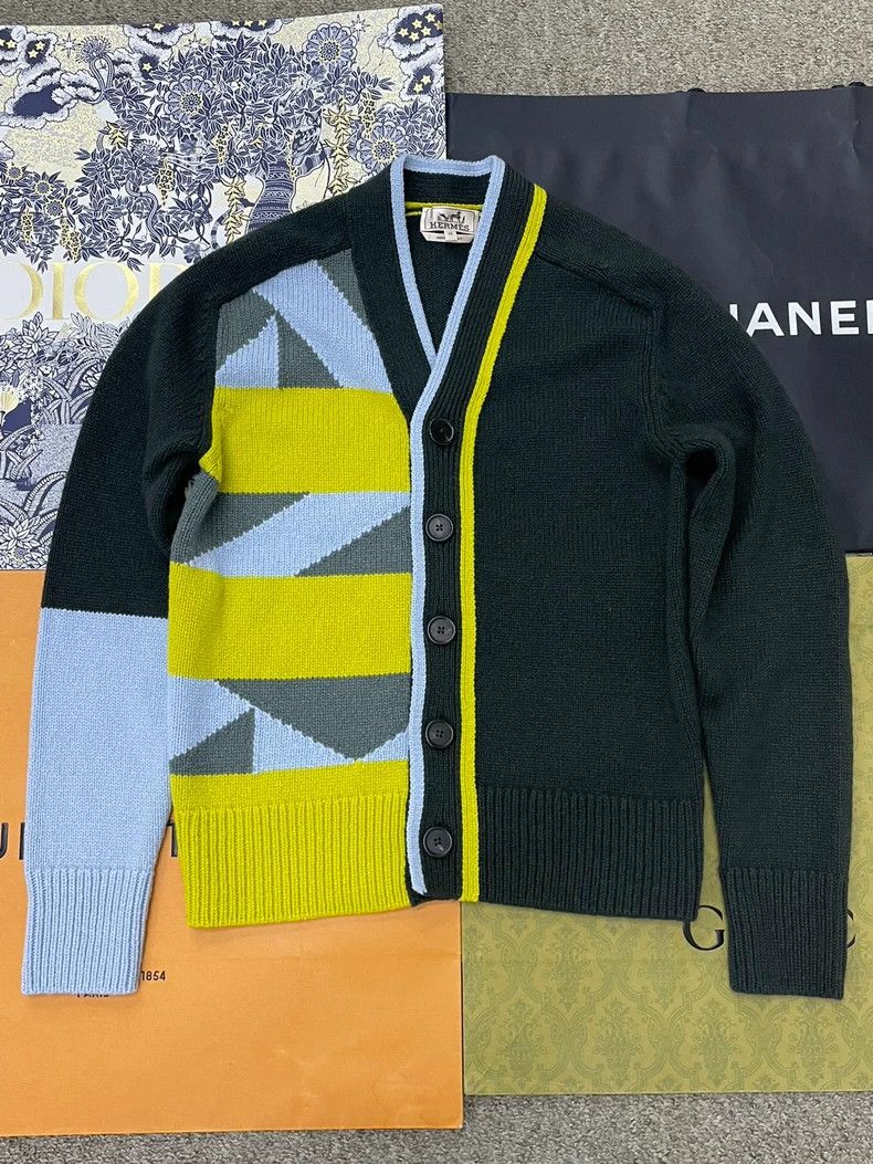 Hermes Hermes Geometric Colorblock Knit Cardigan - dmc Size US XS / EU 42 / 0 - 1 Thumbnail