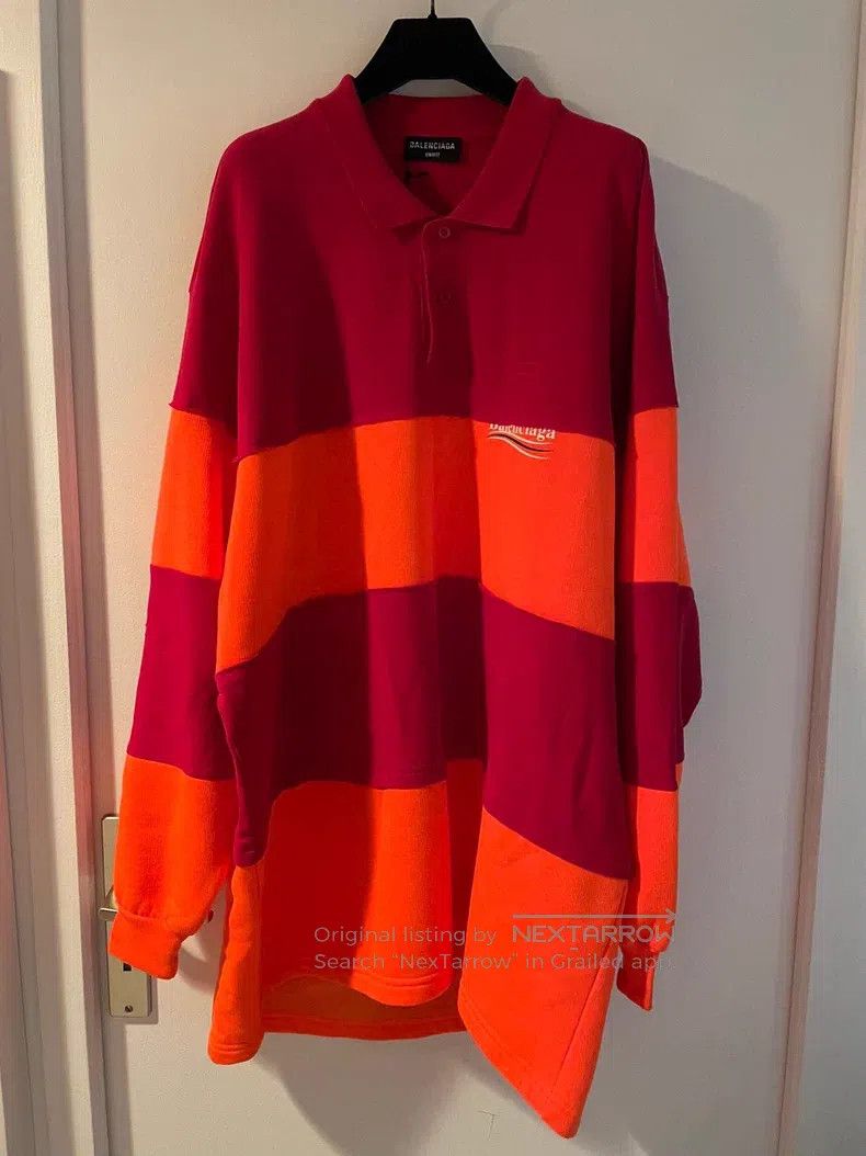 Balenciaga Balenciaga Coke Logo Red and Orange Color Block Polo Shirt Size US XXS / EU 40 - 1 Thumbnail