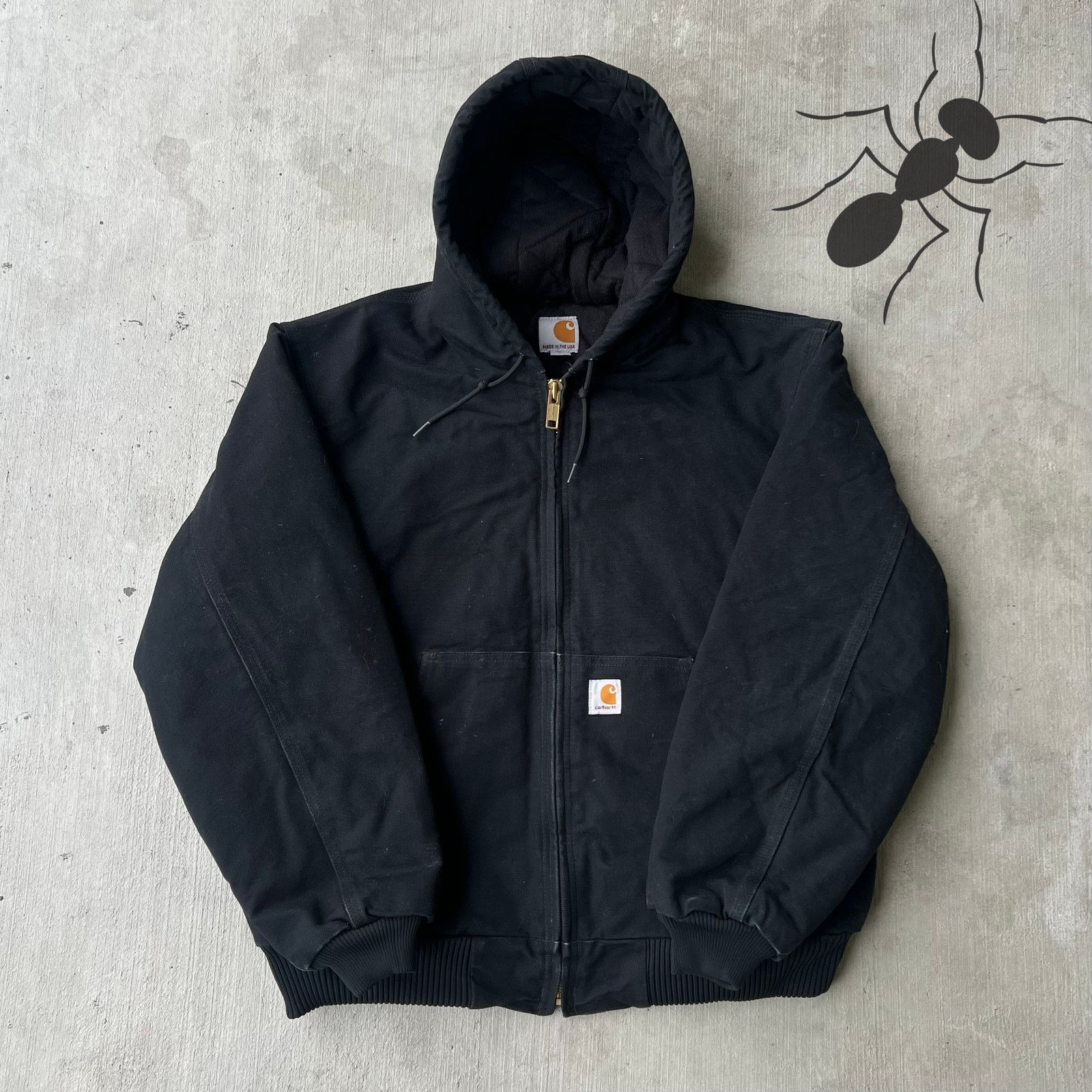 Carhartt × Vintage Carhartt J140 BLK black hooded work wear jacket Size US L / EU 52-54 / 3 - 1 Thumbnail