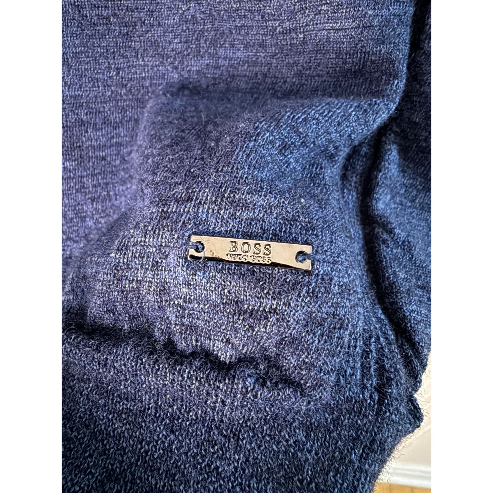 Hugo Boss HUGO BOSS Navy Blue Merino-wool sweater in a slim fit Medium Size US M / EU 48-50 / 2 - 3 Thumbnail