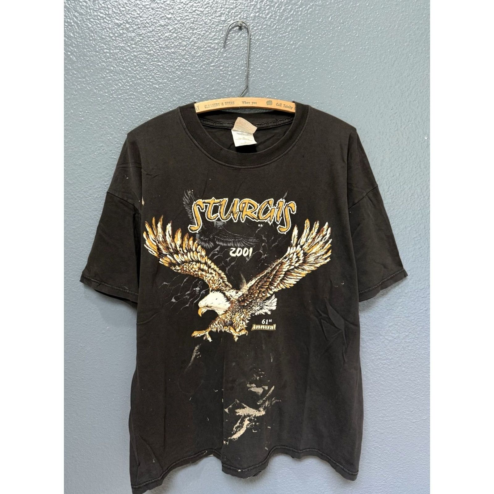 Vintage VINTAGE Sturgis Motorcycle Tee Shirt XL Black Mens Distressed 2001 Biker Week Size US XL / EU 56 / 4 - 3 Thumbnail