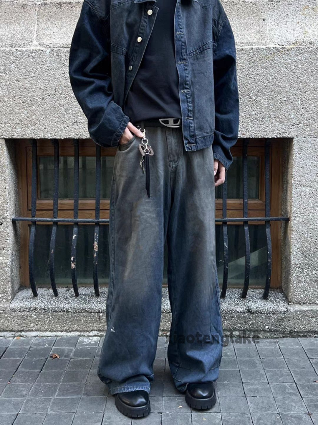 Jean × Vintage washed faded loose baggy stain skate hiphop jeans Size US 34 / EU 50 - 4 Thumbnail