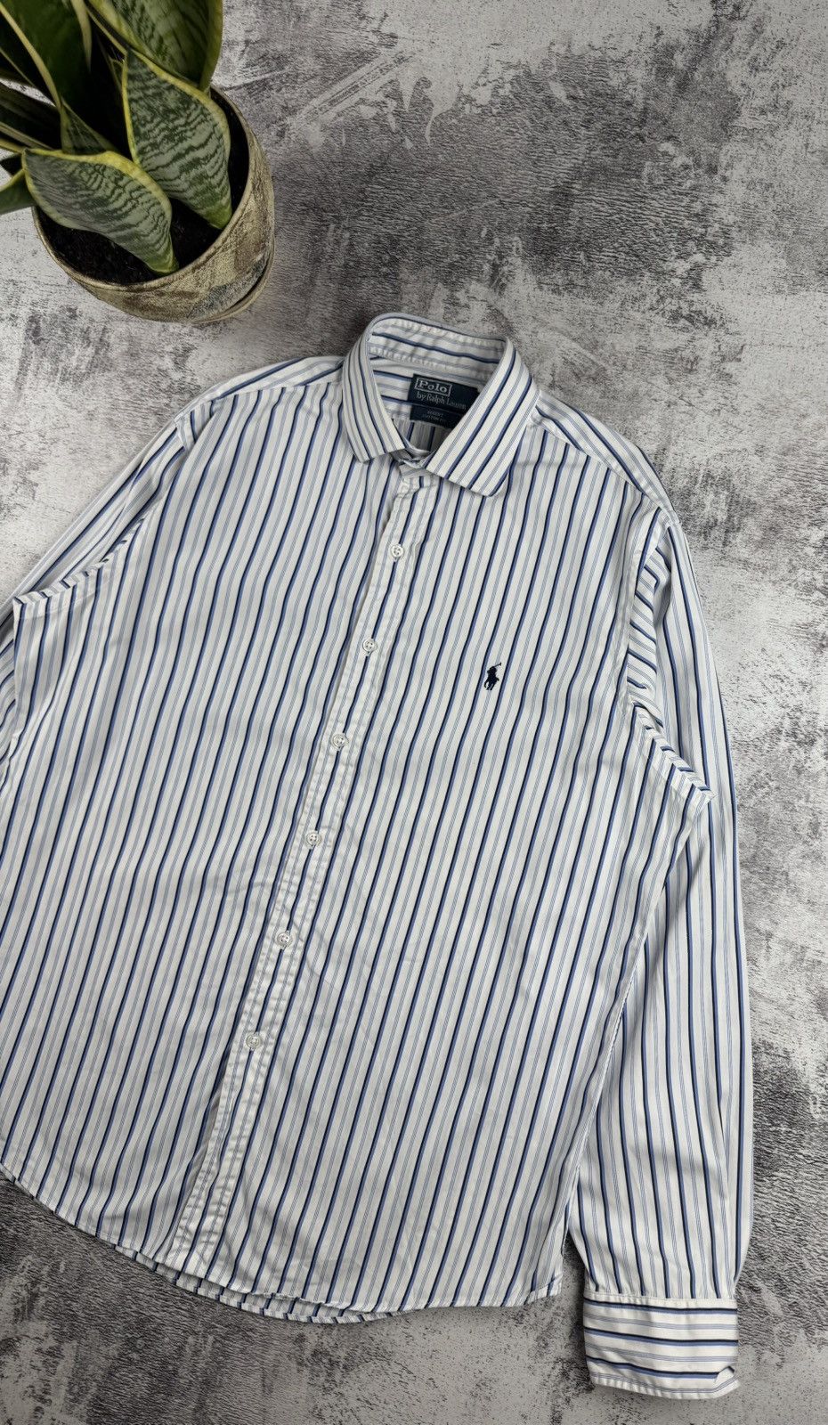 Polo Ralph Lauren Polo Ralph Lauren Blue Striped Blank Longsleeve Button Shirt Size US XL / EU 56 / 4 - 3 Thumbnail