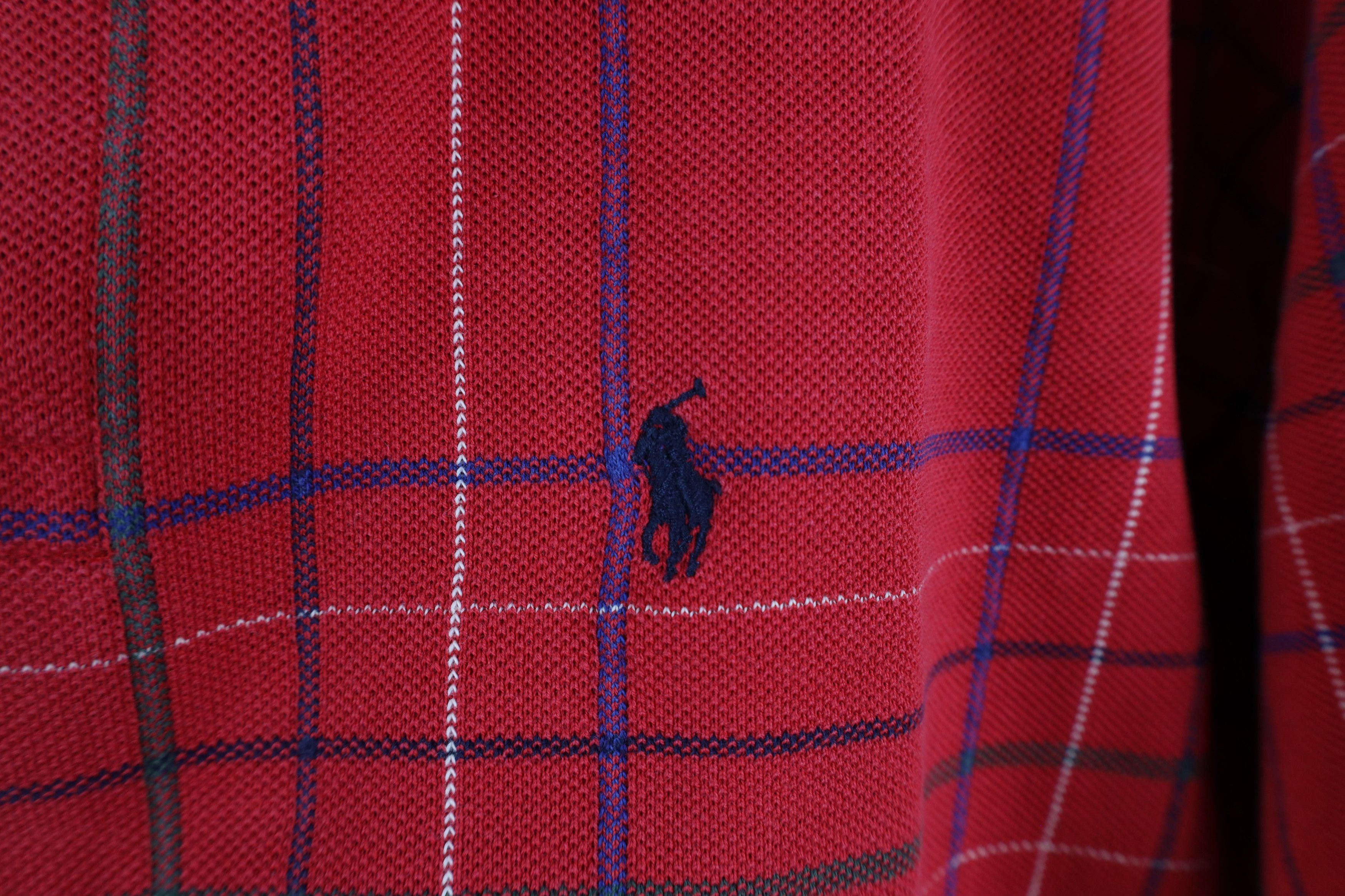 Ralph Lauren × Vintage Vintage 90s Ralph Lauren Short Sleeve Polo Shirt Plaid USA Size US L / EU 52-54 / 3 - 4 Thumbnail