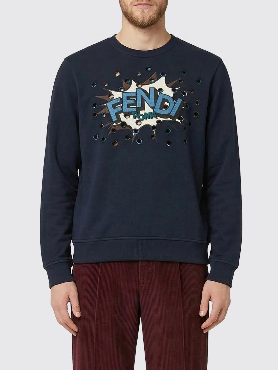 Fendi Fendi Sweatshirt Men Blue Size US S / EU 44-46 / 1 - 1 Thumbnail