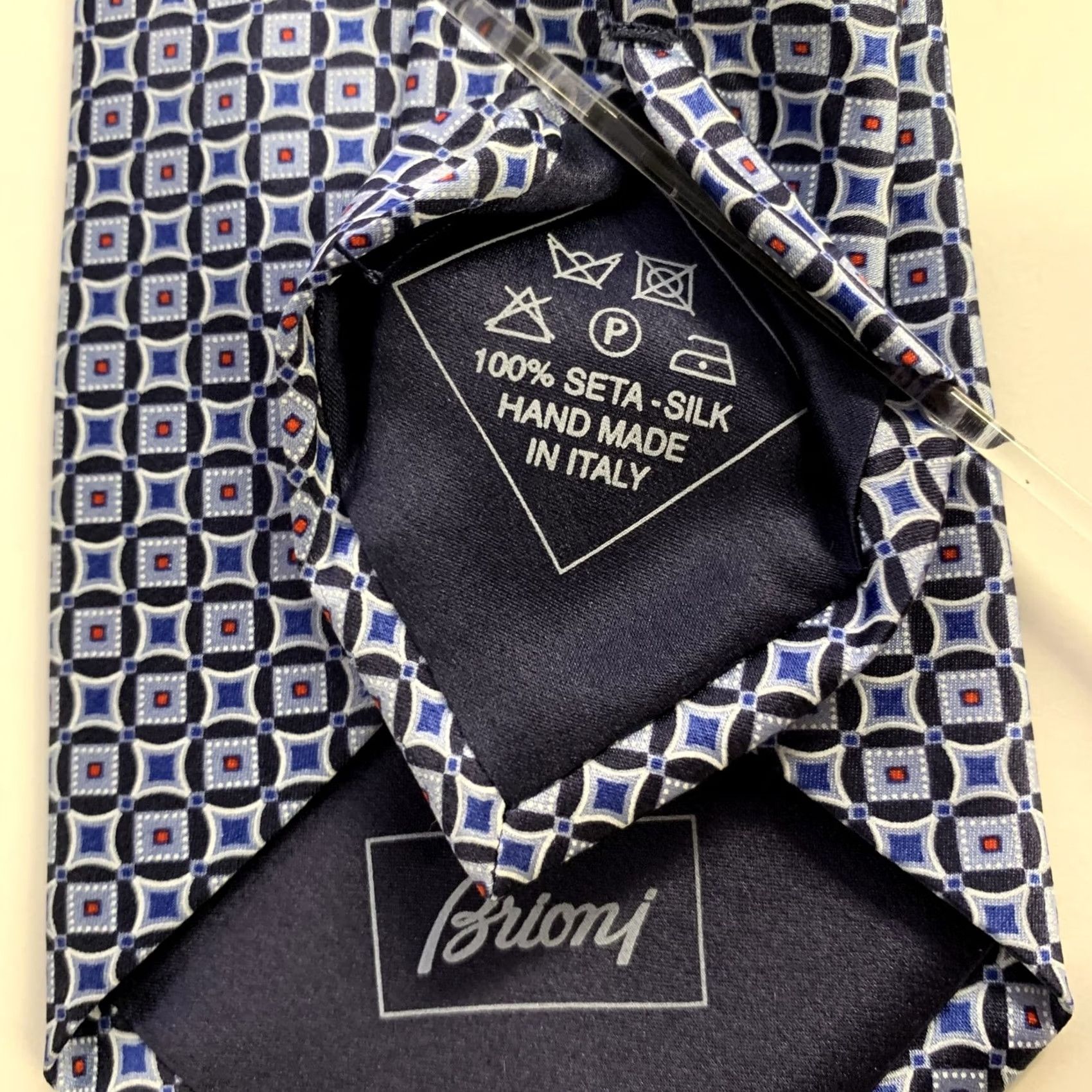 Brioni BRIONI Navy White Geometric Silk Tie Clip Size ONE SIZE - 3 Thumbnail