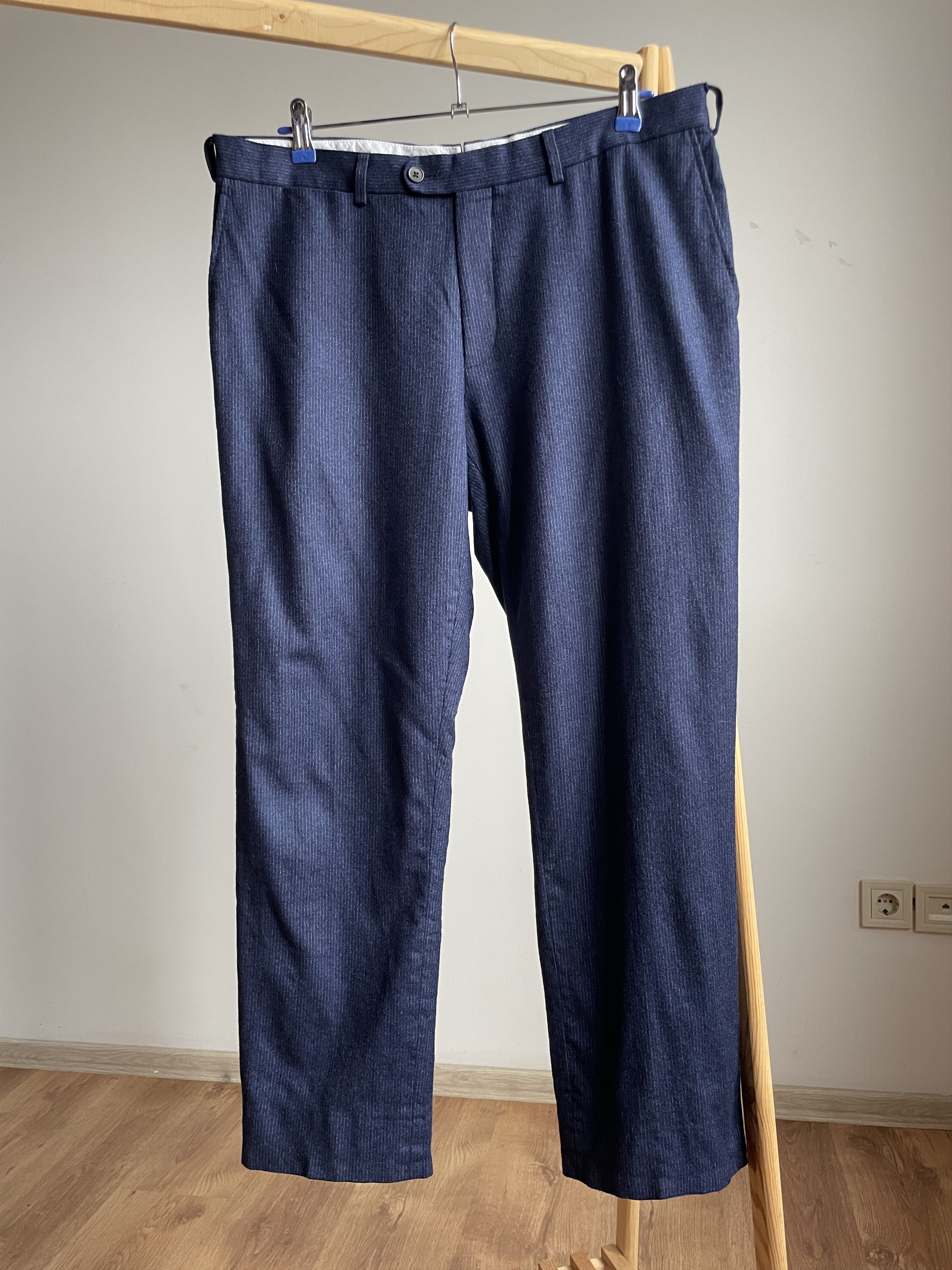Suitsupply Suitsupply Brescia Pinstripe Navy Wool Dress Trousers Size 44S - 1 Thumbnail