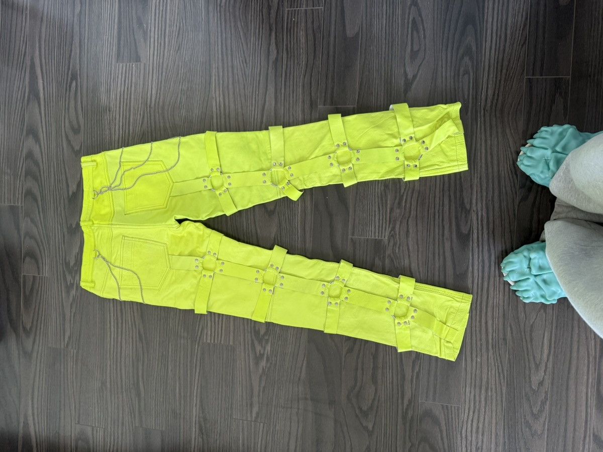 Ev Bravado × Vlone × Who Decides War Ev Bravado LEATHER BONDAGE NEON GREEN Size US 30 / EU 46 - 9 Thumbnail