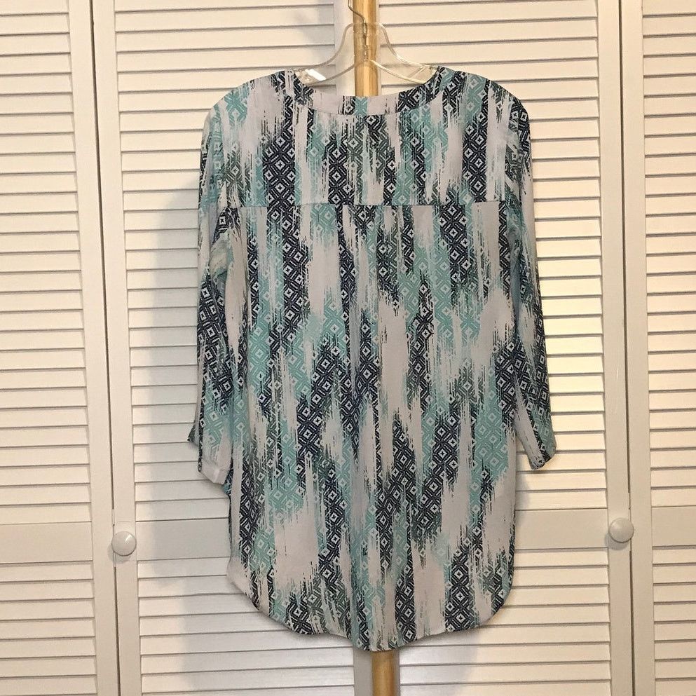 Other A New Approach Geometric V-Neck Long Sleeve Blouse M Size M / US 6-8 / IT 42-44 - 2 Thumbnail