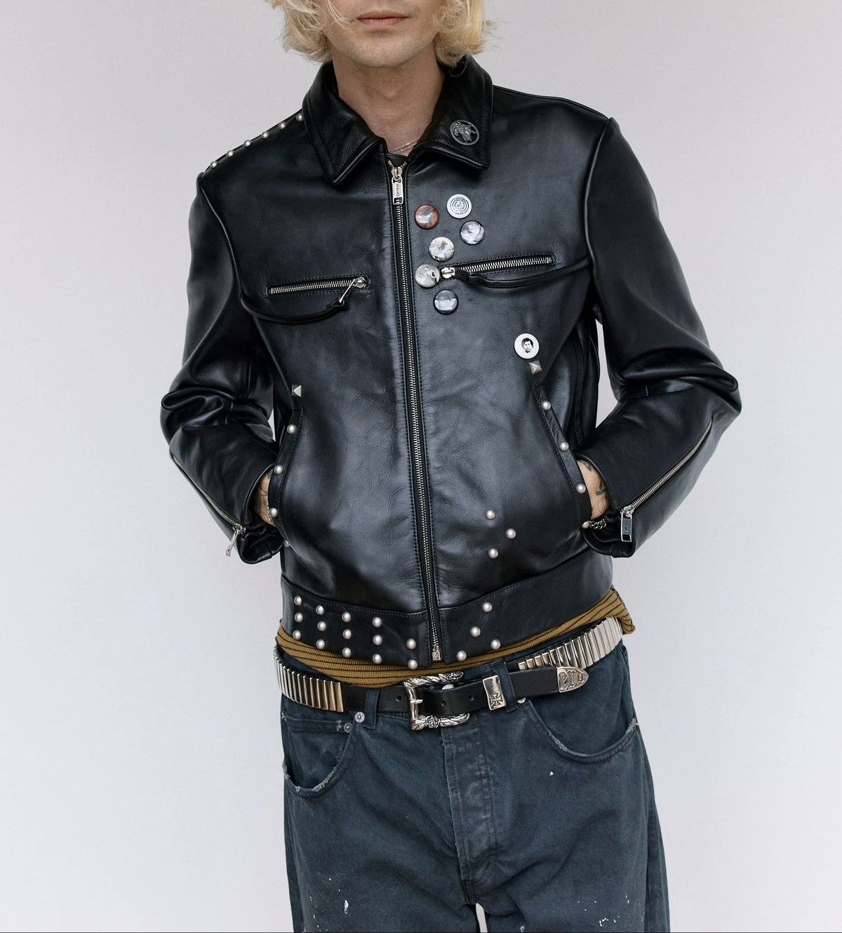 Enfants Riches Deprimes SID LEATHER JACKET WITH BROACH & STUDS Size US XL / EU 56 / 4 - 4 Thumbnail