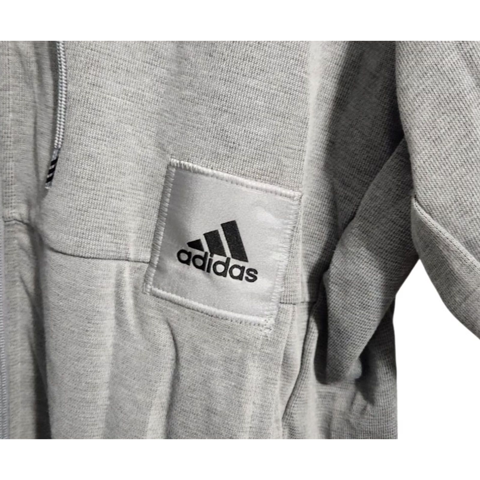 Adidas Adidas Mens XL Sweatshirt Full Zip Hooded Pockets Grey Basketball Gym & Training Logo Size US XL / EU 56 / 4 - 4 Thumbnail