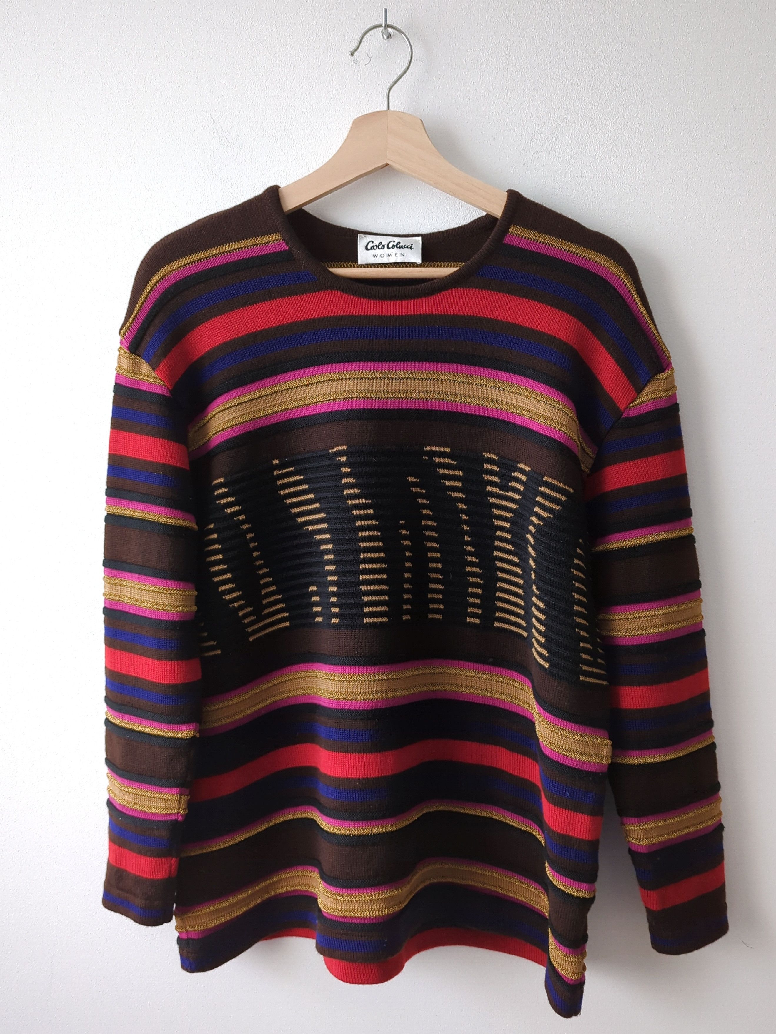Carlo Colucci sweater wool colorful stripped oversize