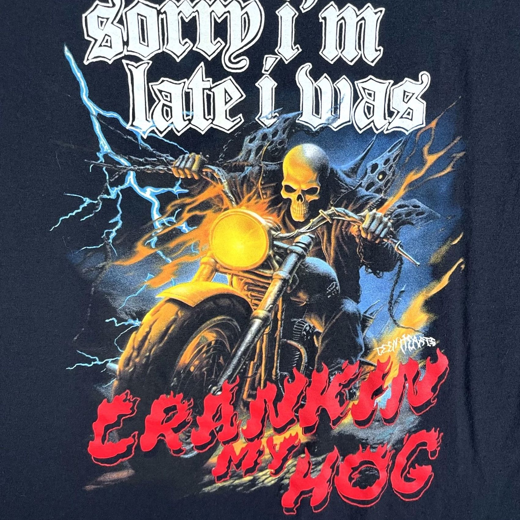 Vintage VINTAGE? No. Teen Hearts Shirt Mens XL Black Crankin My Hog Biker Skull Motorcycle Tee Size US XL / EU 56 / 4 - 3 Thumbnail