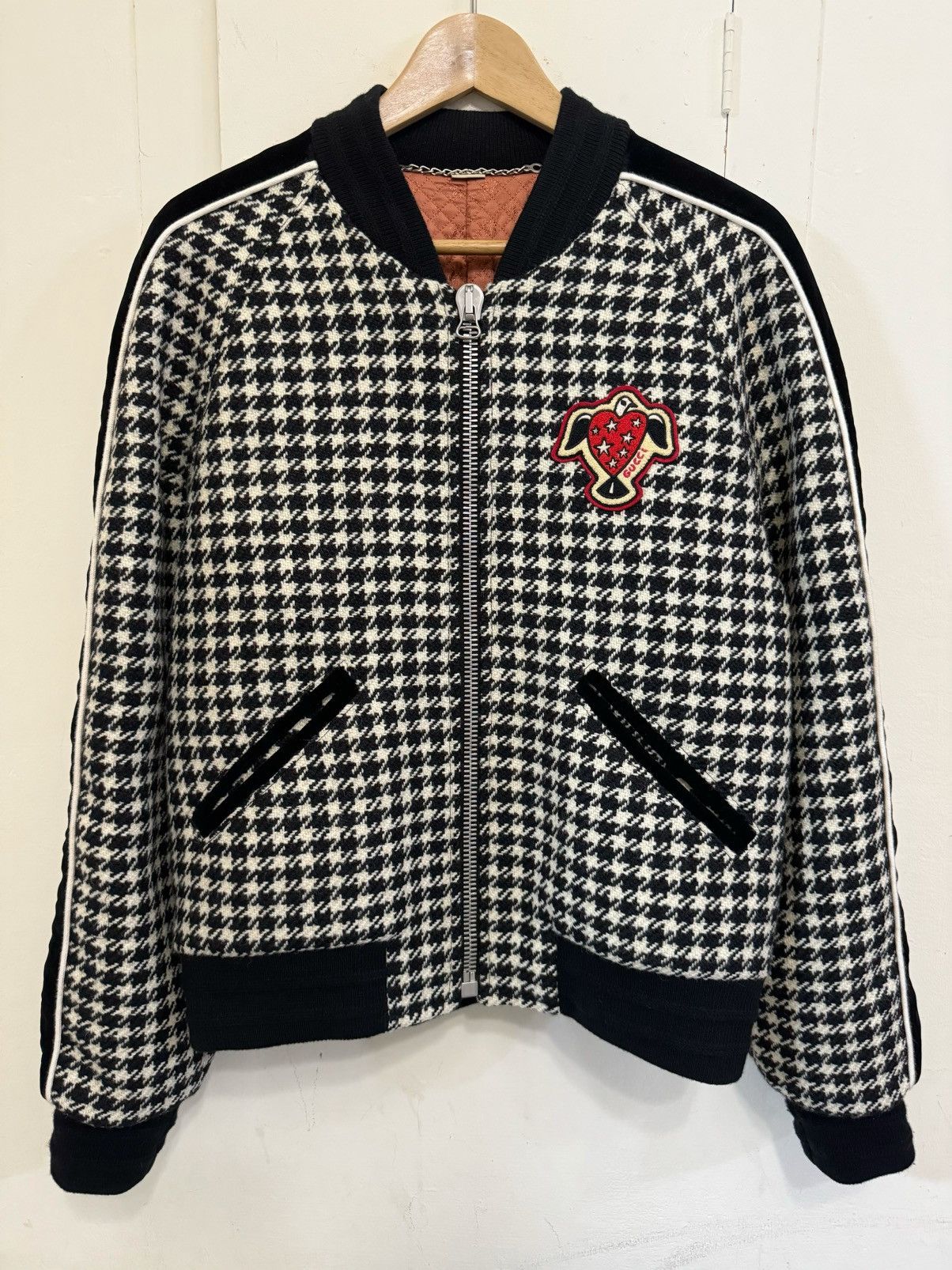 Gucci Harry Styles HA HA HA Houndstooth Dove Heart Bomber Jacket Size US M / EU 48-50 / 2 - 1 Thumbnail