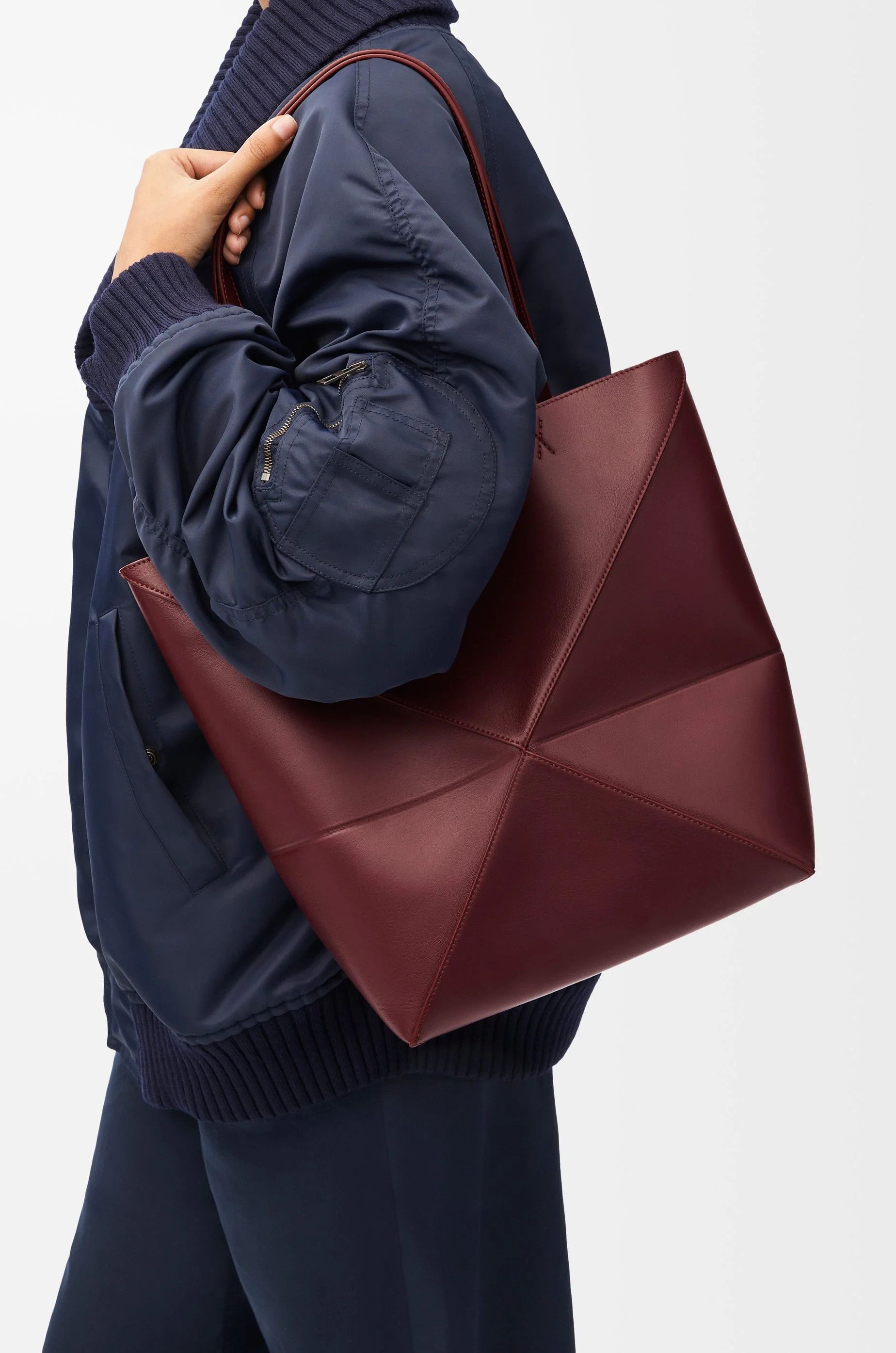 Loewe o1in1g0426 Size: OS/ Puzzle Fold Mini Tote Bag Dark Burgundy Size ONE SIZE - 3 Thumbnail