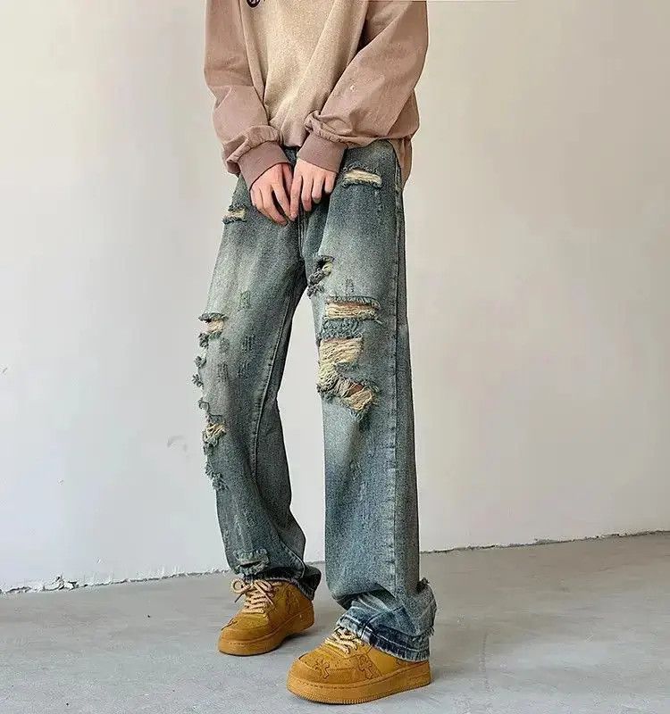 Japanese Brand Retro loose distressed washed jeans Size US 30 / EU 46 - 3 Thumbnail
