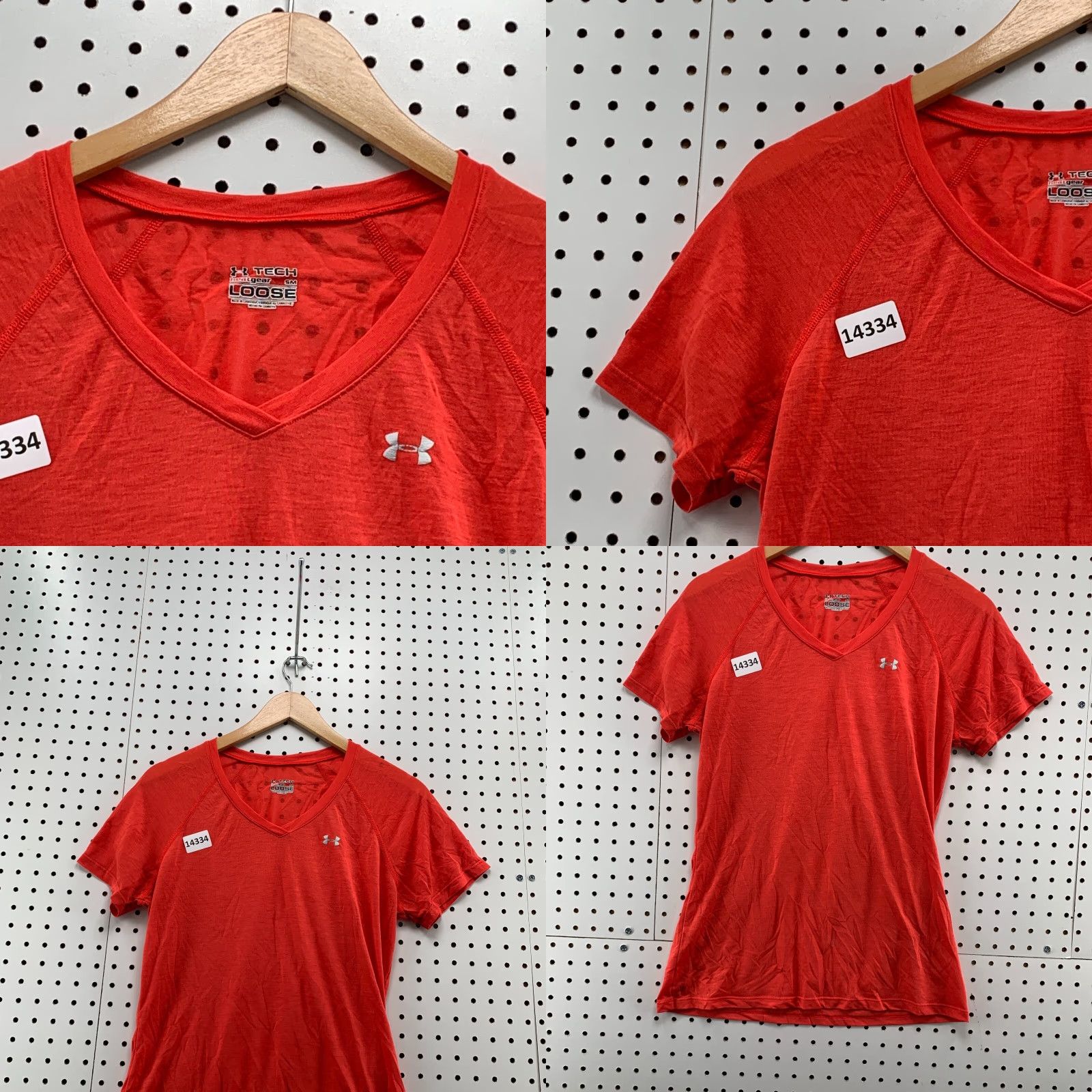 Under Armour Under Armour HeatGear Orange V-Neck T-Shirt Women Small Short Sleeve Activewear Size S / US 4 / IT 40 - 8 Thumbnail