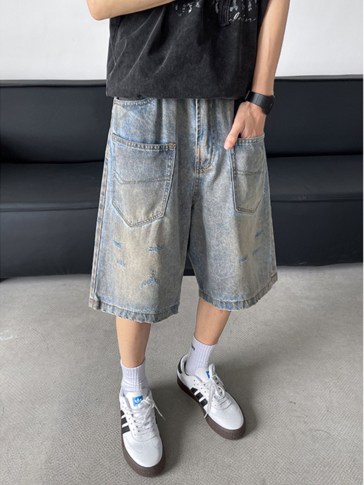 Japanese Brand × Jean Retro washed pocket loose denim shorts Size US 32 / EU 48 - 4 Thumbnail