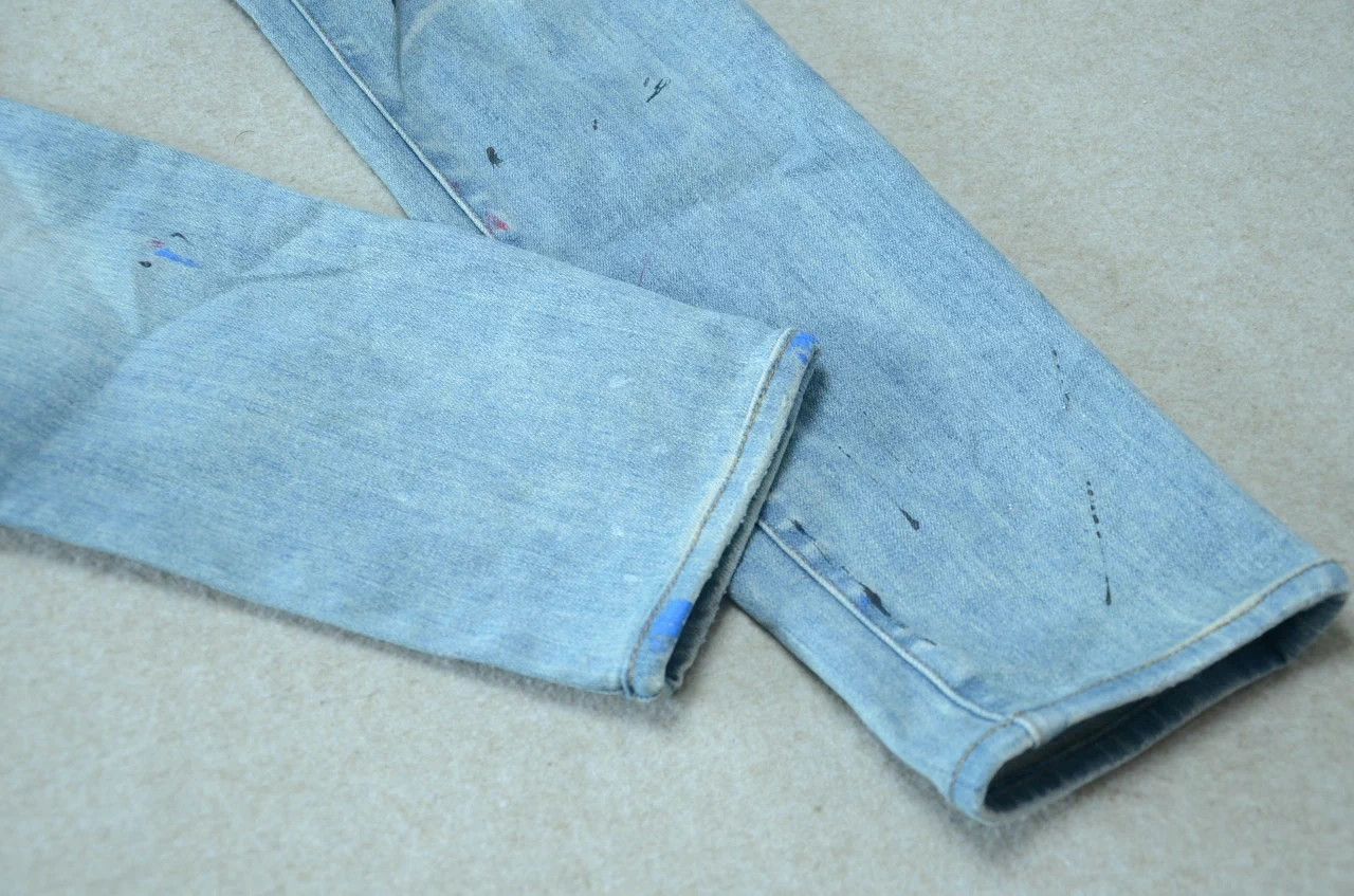 Amiri Amiri Blue Washed Splatter Dye Distressed Jeans 33 Size US 33 - 4 Thumbnail