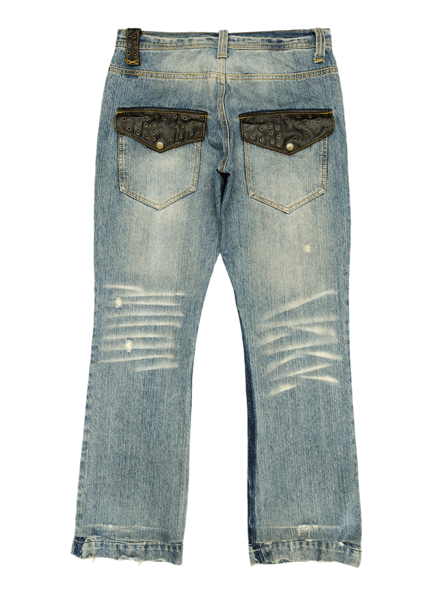 If Six Was Nine Slim Flare Jeans Iron Clawmark Distress Faded Jeans Bootcut Size US 32 / EU 48 - 13 Thumbnail