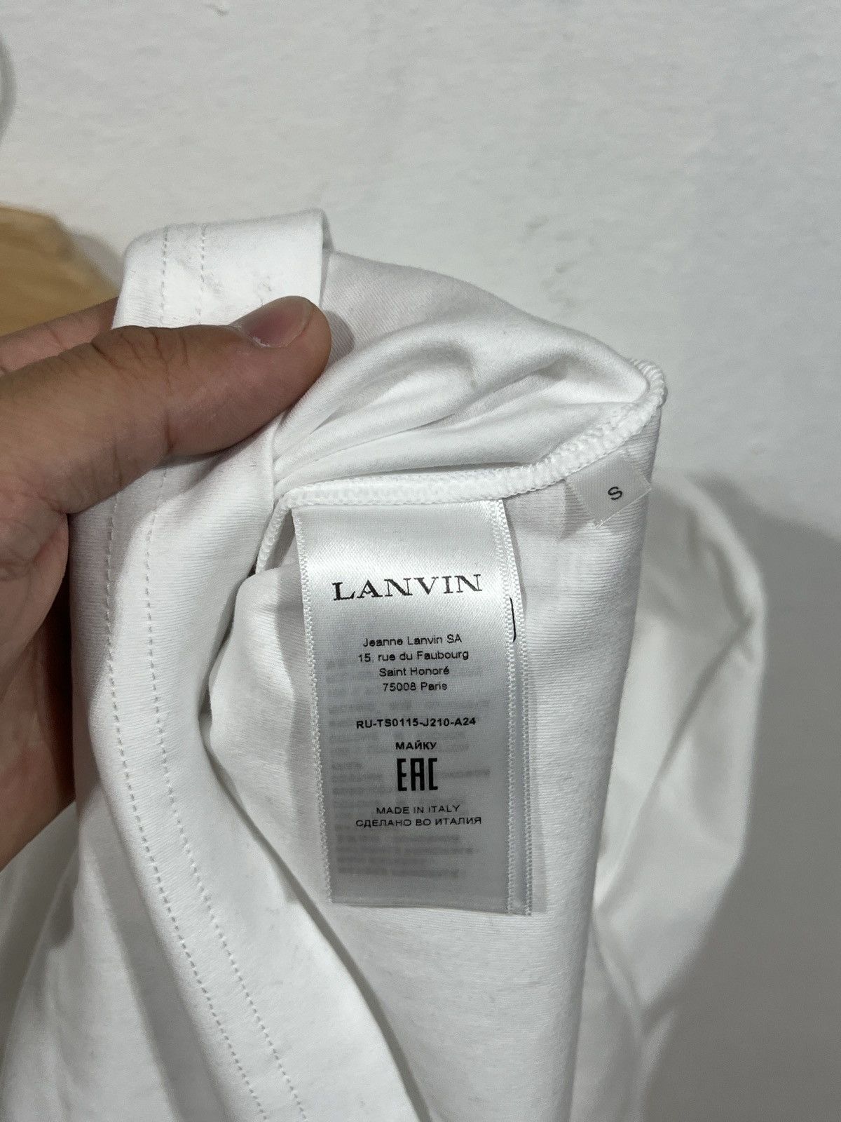 Lanvin Lanvin White Logo Embroidered Tee Size US S / EU 44-46 / 1 - 4 Thumbnail