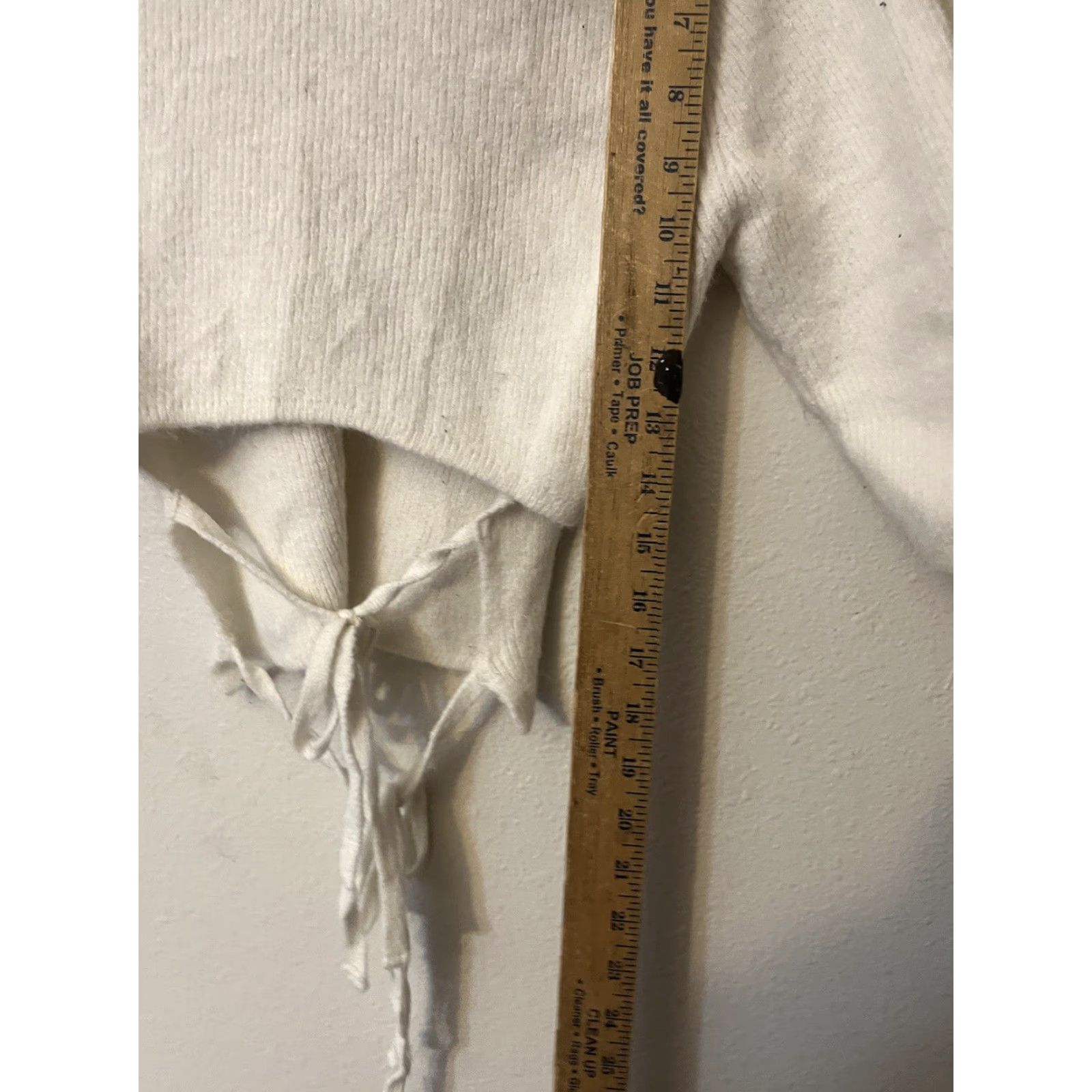 Zara Zara Sweater Womens M Ribbed Knit Tie Open Back 3/4 Sleeve Pullover Top white Size M / US 6-8 / IT 42-44 - 4 Thumbnail