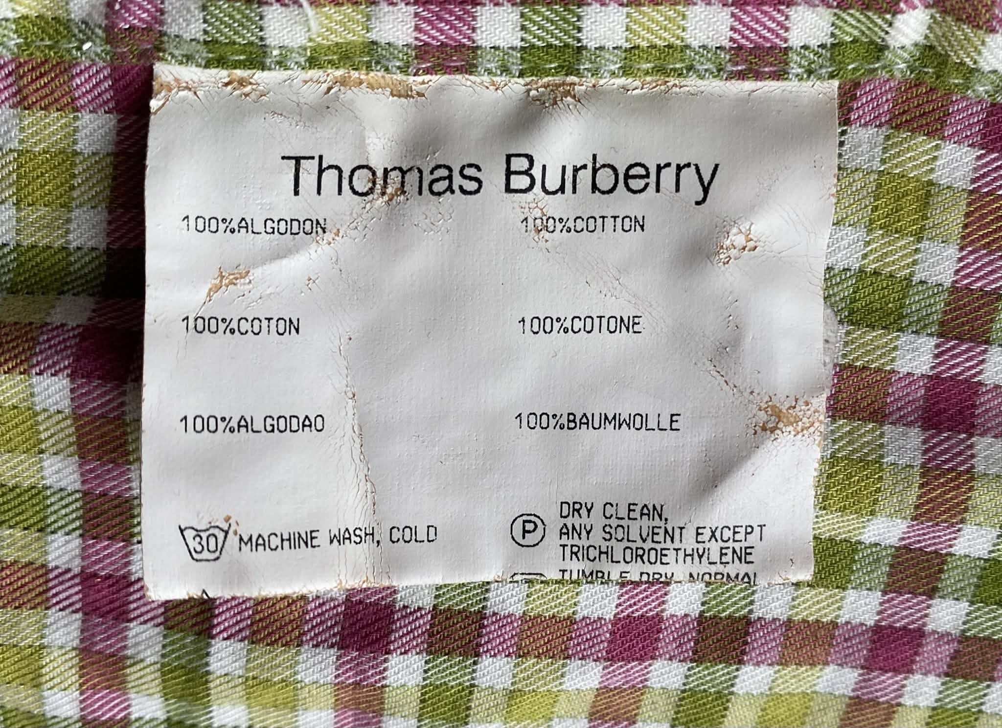 Burberry Vintage Thomas Burberry Button Up Green And Pink Shirt Size US L / EU 52-54 / 3 - 9 Thumbnail