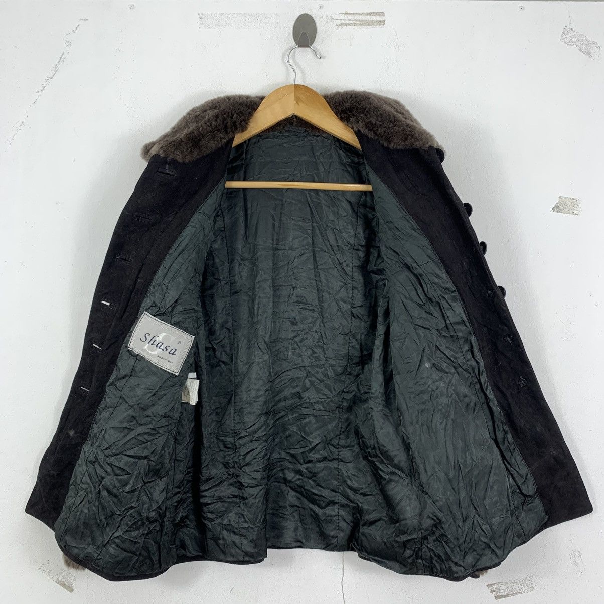 Vintage Vintage 90s SHASA VERA PELLE Italian Brand Wool Coat Jacket Size XL / US 12-14 / IT 48-50 - 4 Thumbnail