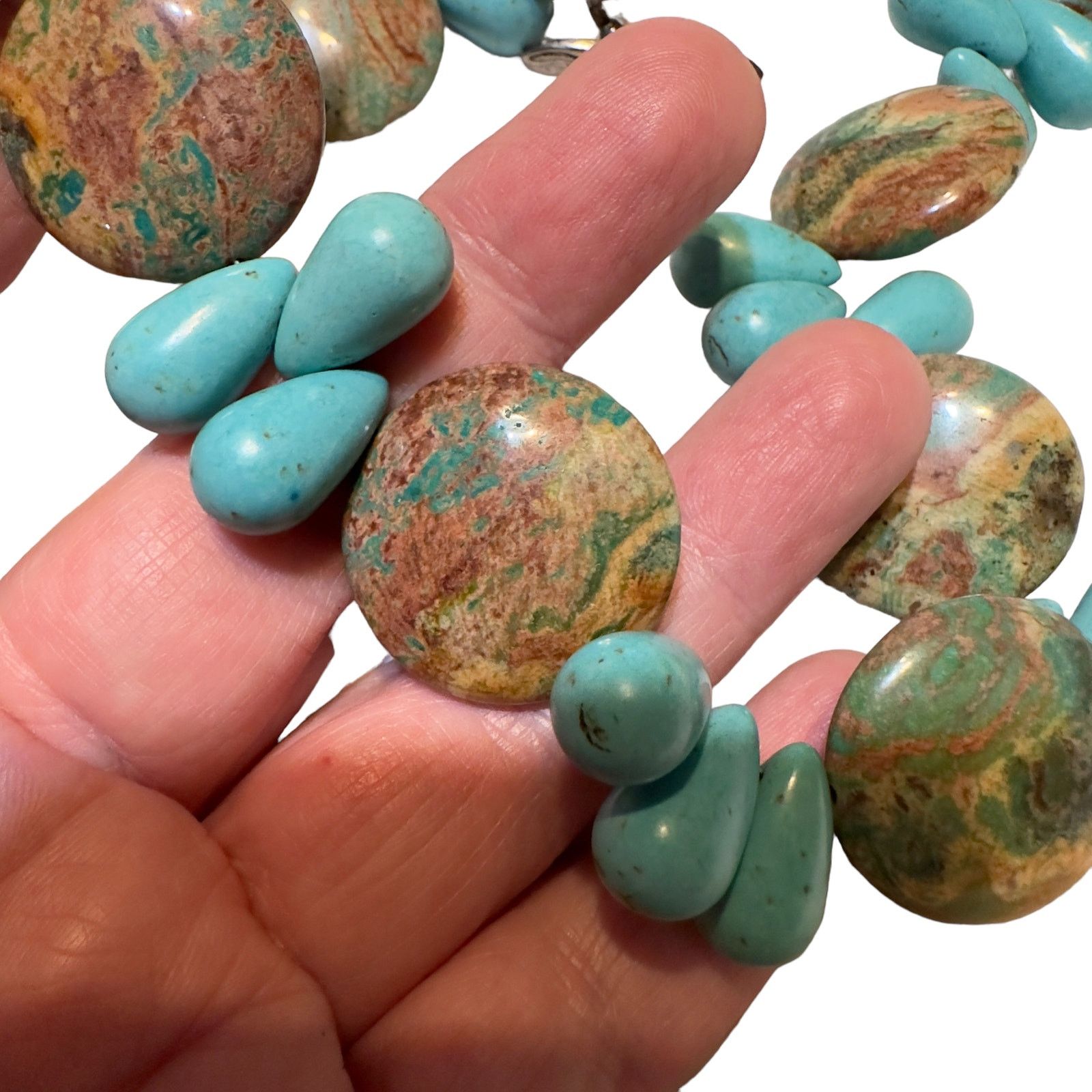 The Unbranded Brand Vintage Turquoise & Jasper Statement Gemstone Necklace Size ONE SIZE - 10 Thumbnail