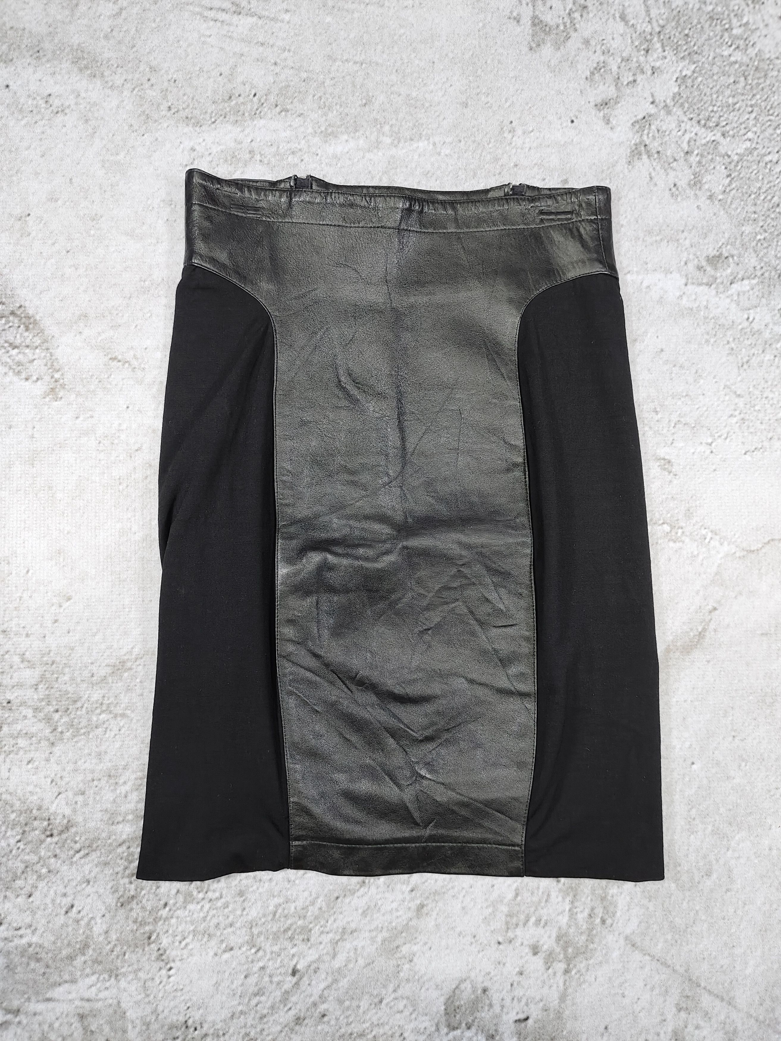 Seditionaries 90s Joslyn Clarke🇮🇹 Archive Hybrid Leather Wool Panel Skir Size 30" / US 8 / IT 44 - 5 Thumbnail