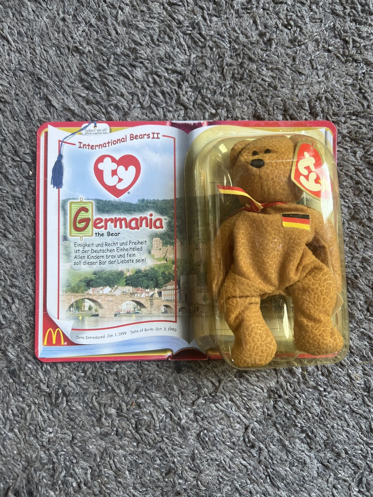 Vintage 2000 McDonald’s Ty Germania The Bear Teenie Beanie Baby Size ONE SIZE - 1 Thumbnail