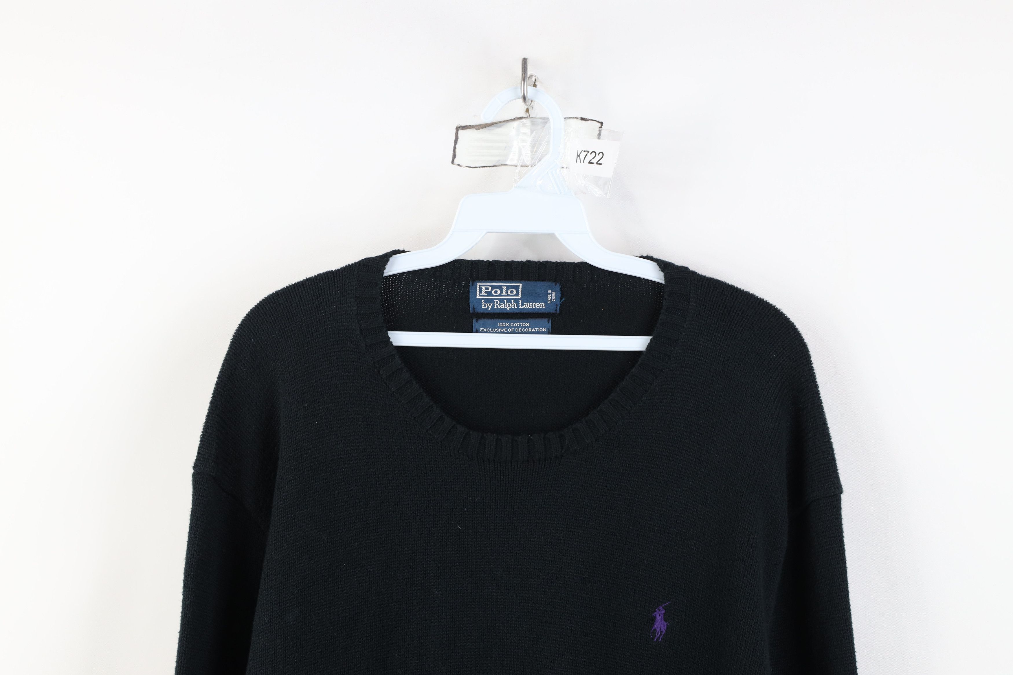 Ralph Lauren Vintage 90s Ralph Lauren Cotton Knit Crewneck Sweater Black Size US XL / EU 56 / 4 - 2 Thumbnail