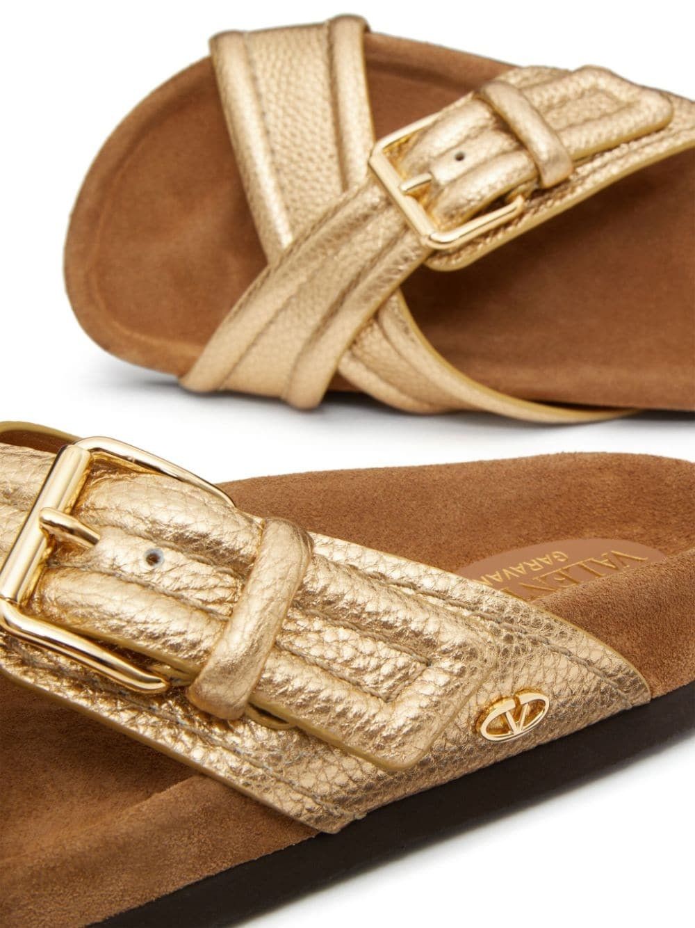 Valentino oc11z0825 Crossover-Strap Leather Slides in Gold Size US 8 / IT 38 - 5 Thumbnail