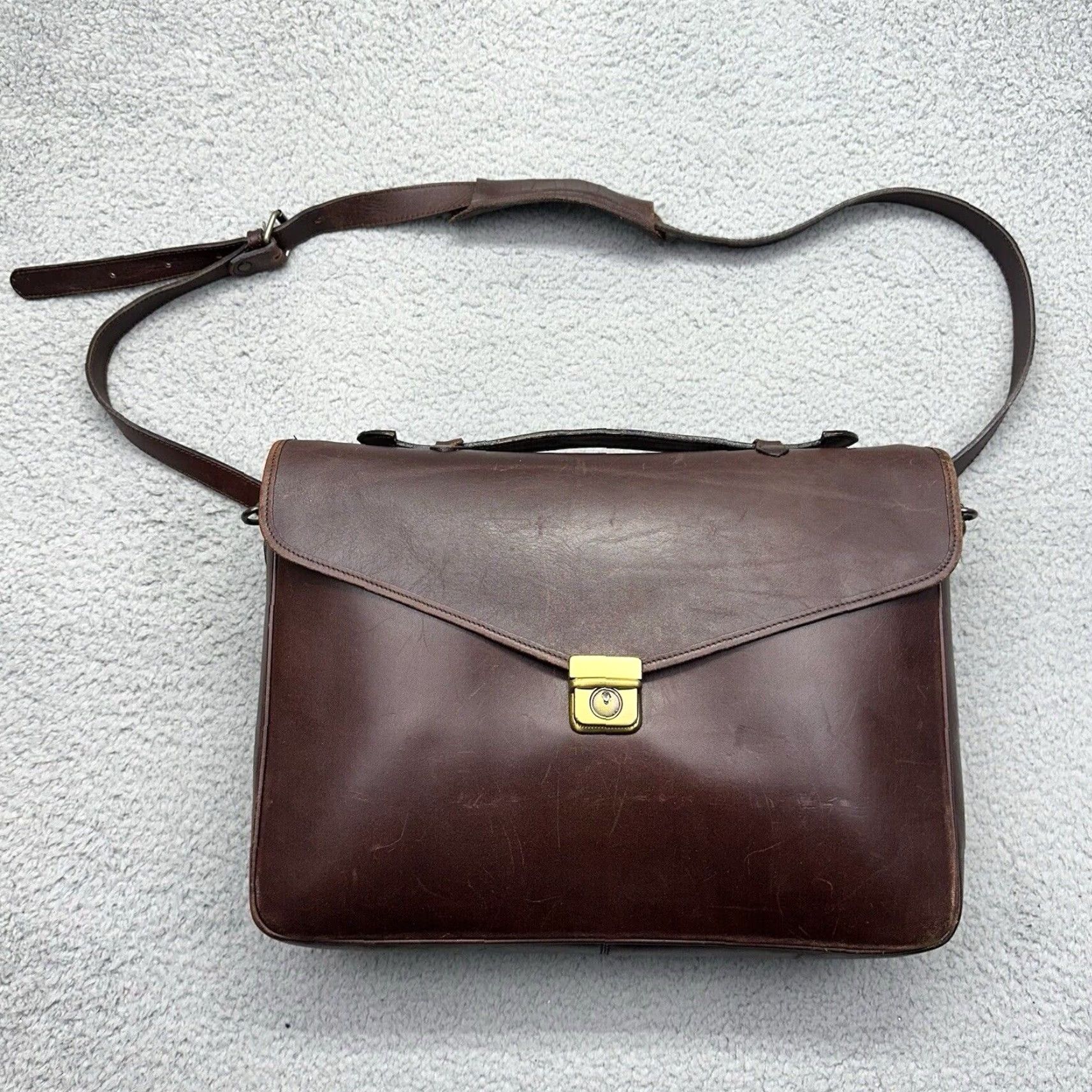 Eddie Bauer Eddie Bauer Genuine Leather Shell Mahogany Briefcase Bag 023-3299 Messenger Bag Mens Briefcase Leather Bag Size ONE SIZE - 2 Thumbnail