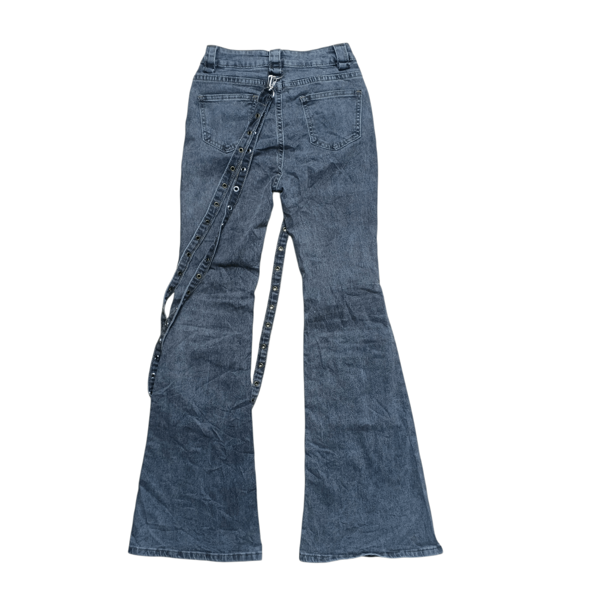 Le Grande Bleu (L.G.B.) Vintage Japanese Multi Pocket Flared Grunge Lace Jeans Size 24" / US 00 / IT 34 - 2 Thumbnail