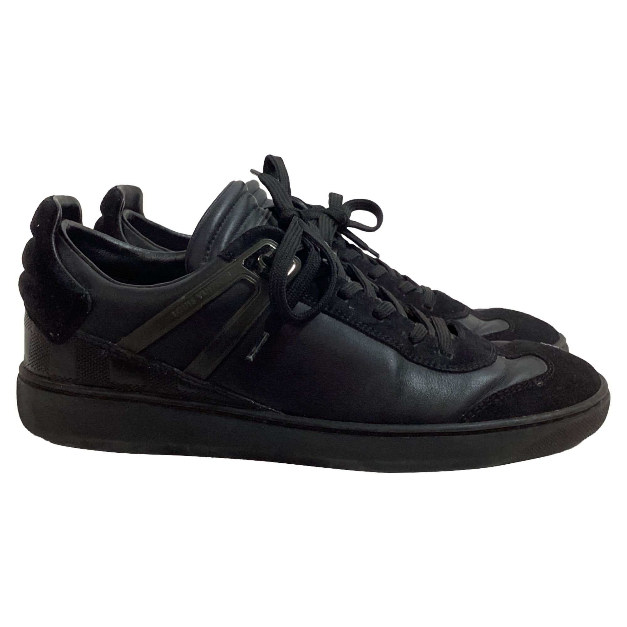 Louis Vuitton Louis Vuitton Logo Low-Top Sneakers in Black Leather and Su Size US 6.5 / IT 36.5 - 1 Thumbnail