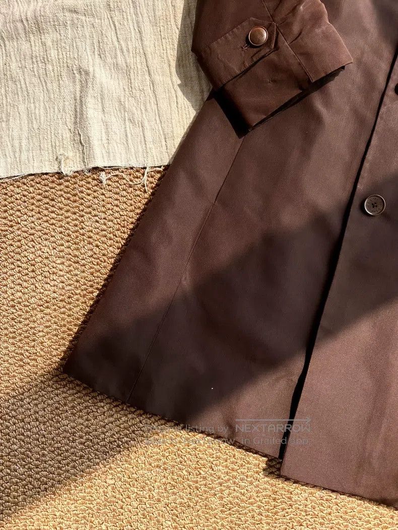 Hermes Hermes Vintage Silk Hidden Button Long Trench Coat, Dark C Size S / US 4 / IT 40 - 4 Thumbnail