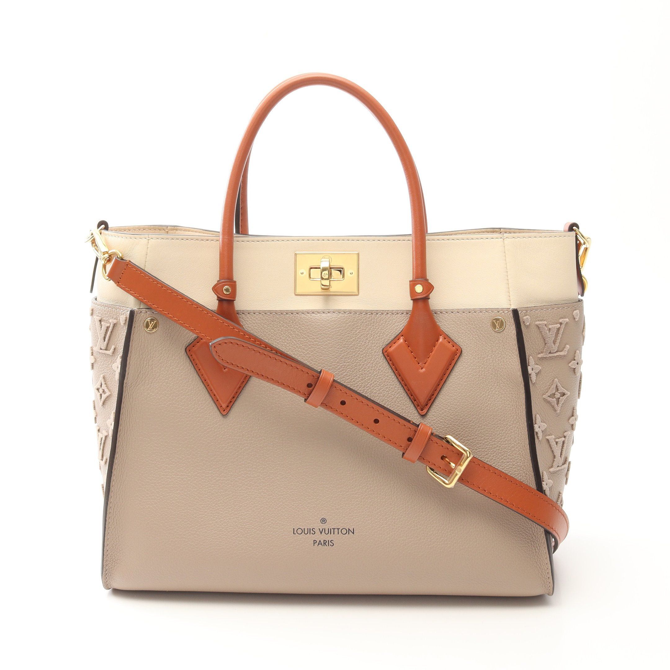 Louis Vuitton Louis Vuitton On My Side Monogram Taffeta Carré Handbag Leather Gray Beige Red Brown Size ONE SIZE - 1 Thumbnail