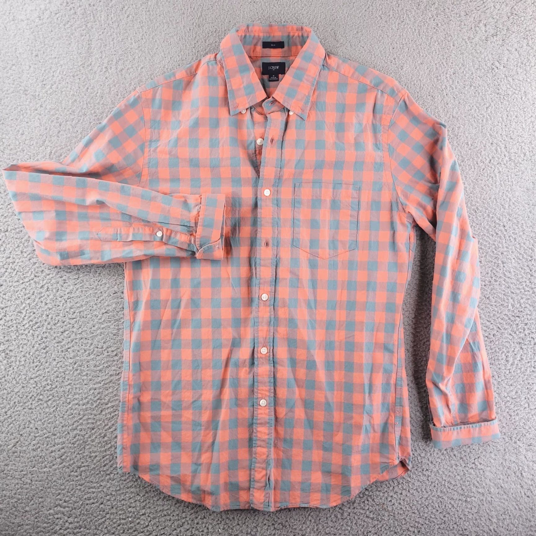 J.Crew J.CREW Shirt Mens Medium Slim Fit Pink Mango Orange Long Sleeve Button-Up Size US M / EU 48-50 / 2 - 2 Thumbnail
