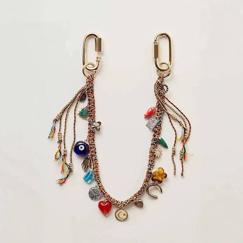 Jewelry Bohemia Devil Demon Eyed Braided Bag Chain Size ONE SIZE - 3 Thumbnail
