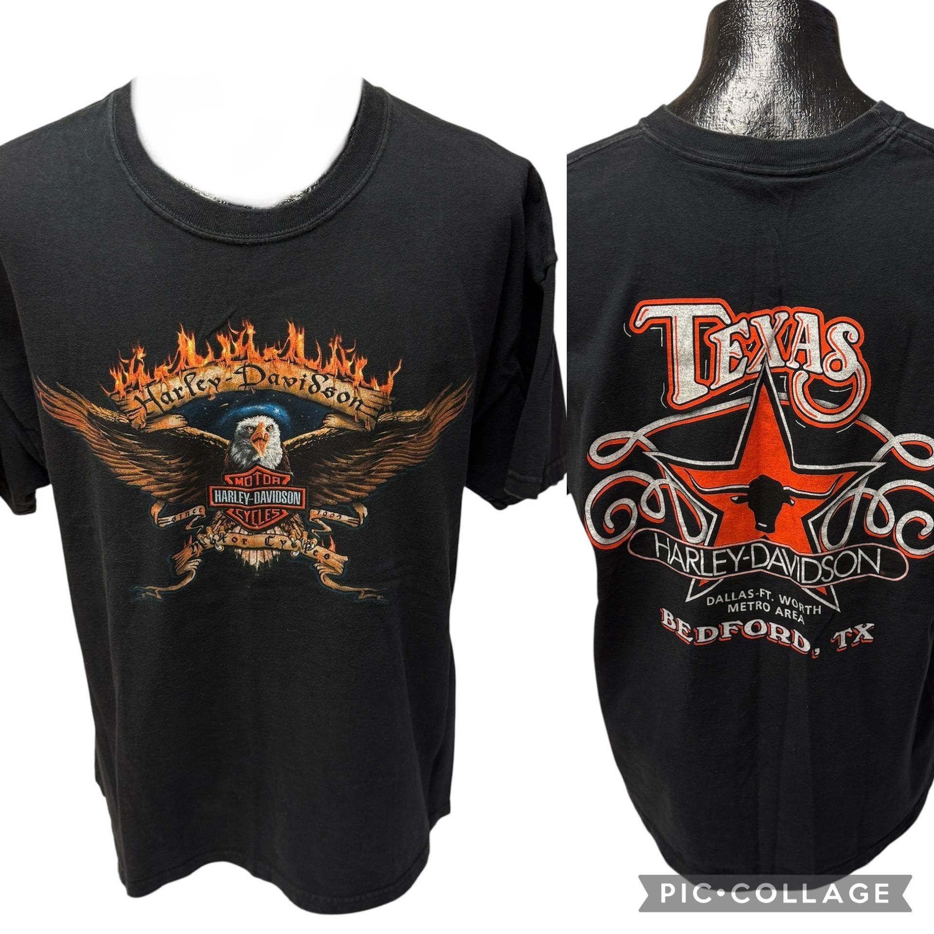 Harley Davidson HD EAGLE FLAMES Lone Star State TEXAS Longhorn Motorcycle T Size US XL / EU 56 / 4 - 1 Thumbnail
