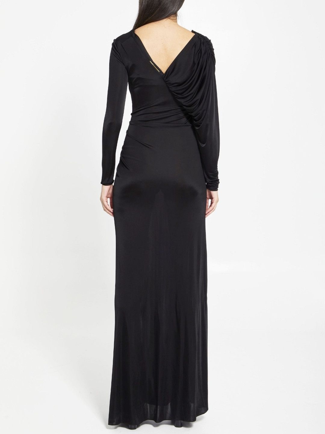 Saint Laurent Paris o1s1wg111124 Long Dress in Shiny Jersey in Black Size M / US 6-8 / IT 42-44 - 3 Thumbnail