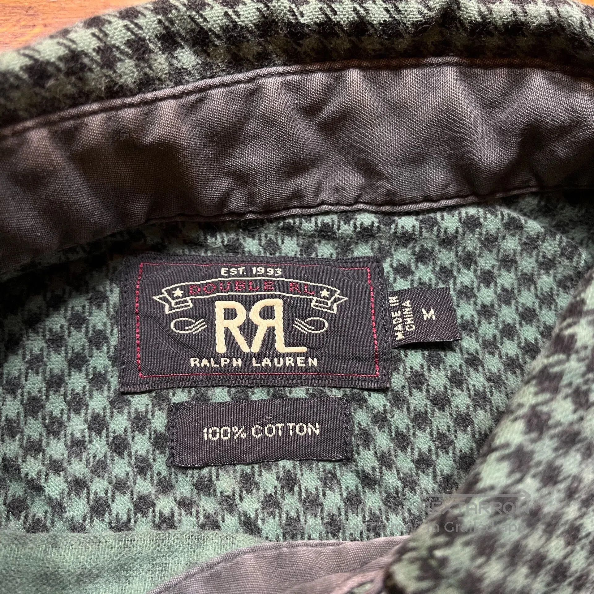 RRL Ralph Lauren Vintage Green Houndstooth Button. Size US M / EU 48-50 / 2 - 3 Thumbnail
